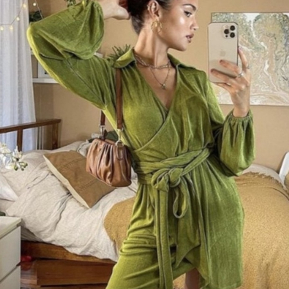 PRINCESS POLLY Women Green Party Time Mini Dress